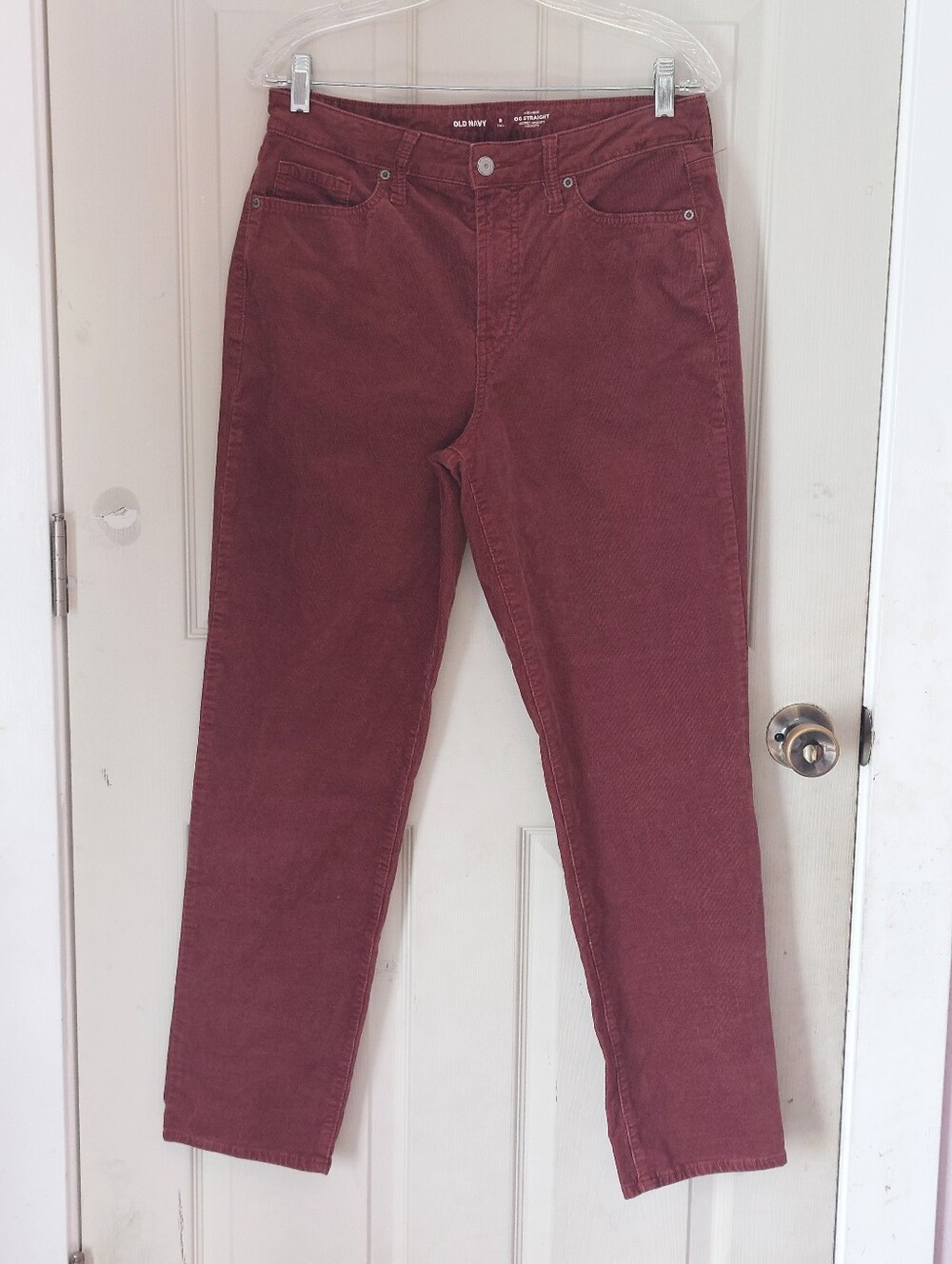 Old Navy OG Straight Corduroy Pants High-Rise Rust Red Size 8 Tall